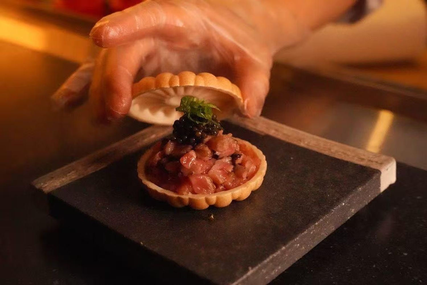 A chef preparing a dish