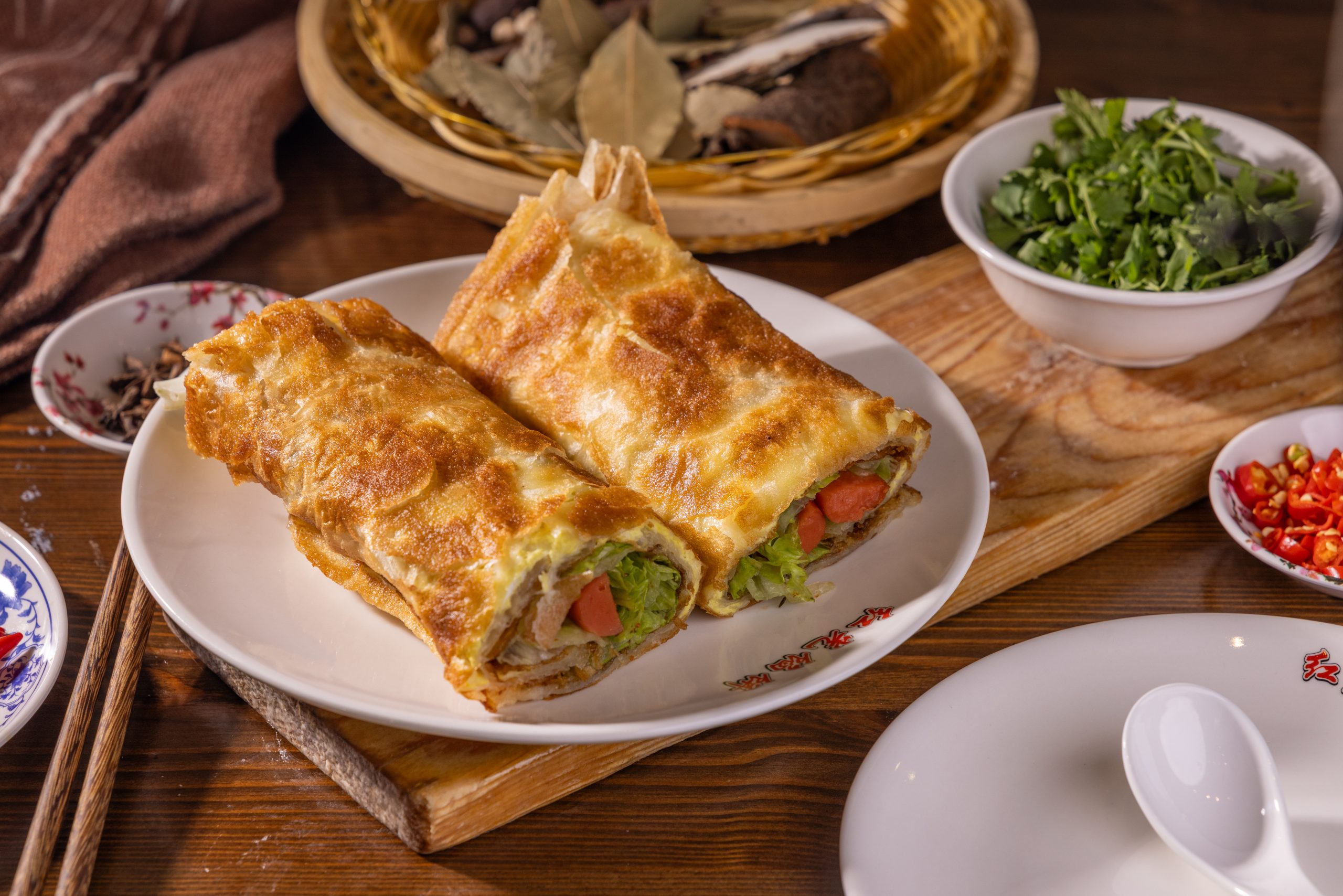 Egg pancake wrap at Glowing Pie Pancake Restaurant in Rowland Heights
