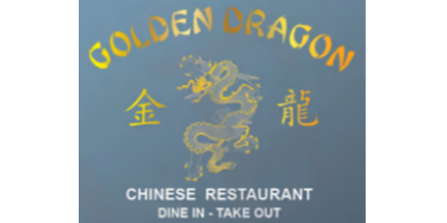 Golden Dragon Chinese restaurant logo with golden dragon graphic and text at Golden Dragon Restaurant, a Chinese Restaurant in East Troy