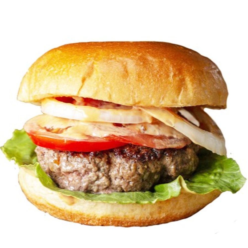 Classic beef burger with lettuce, tomato and onion toppings at Golden Dragon Restaurant, a Chinese Restaurant in East Troy