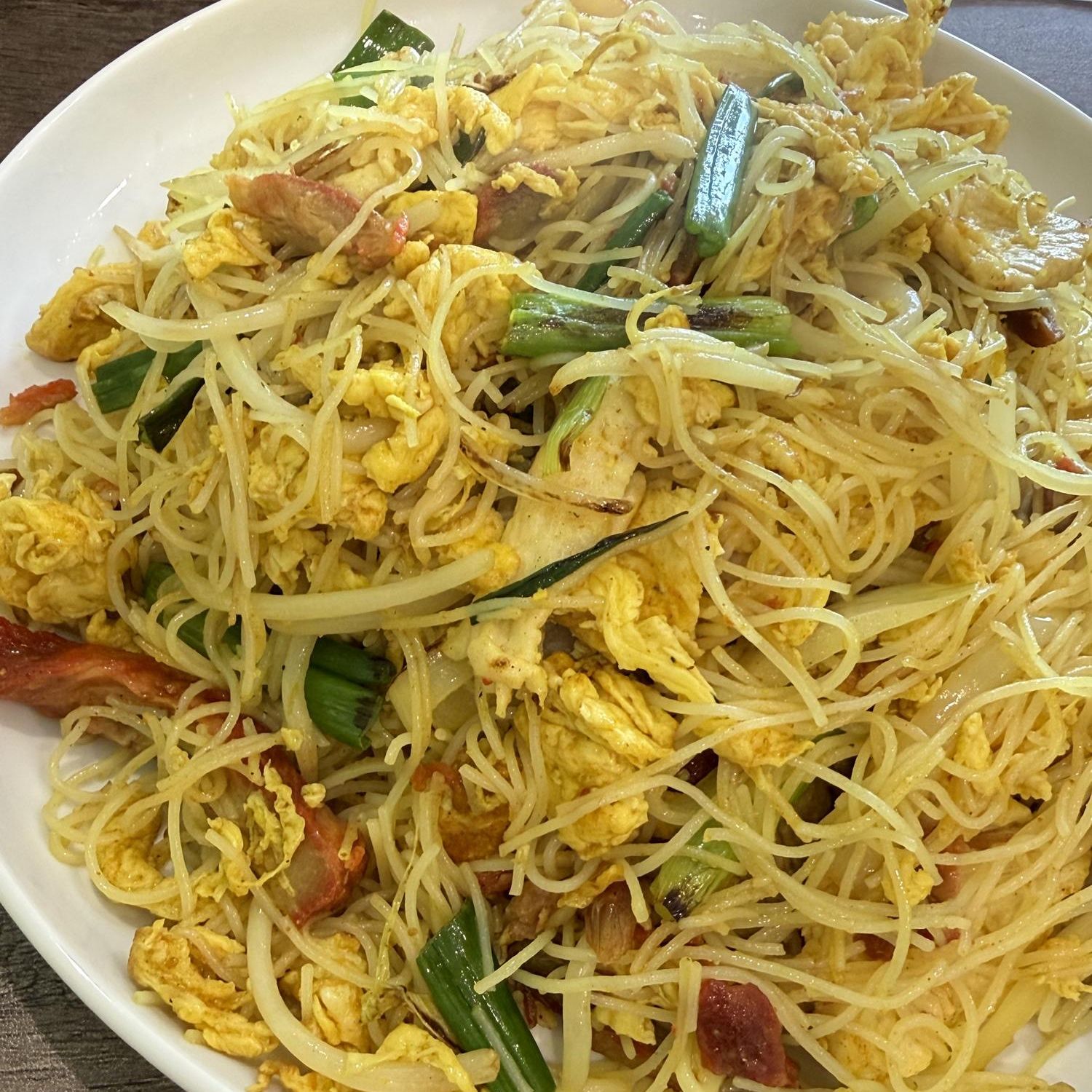 Singapore noodles with egg and bacon at Golden Garden, a Chinese Restaurant in Sacramento