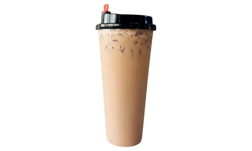 Chocolate Milk Tea Creamy chocolate - flavored milk tea with ice at Chop Asian Kitchen, a Asian restaurant in Yucaipa