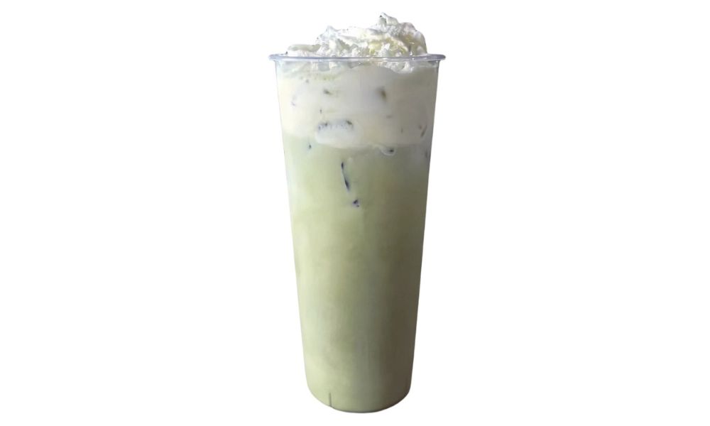 Matcha Latte Creamy matcha latte topped with whipped cream at Chop Asian Kitchen, a Asian restaurant in Yucaipa