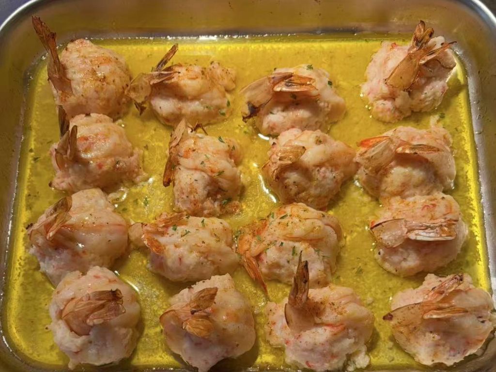 Shrimp balls cooked in garlic butter sauce at Grand Buffet Restaurant in Mahopac