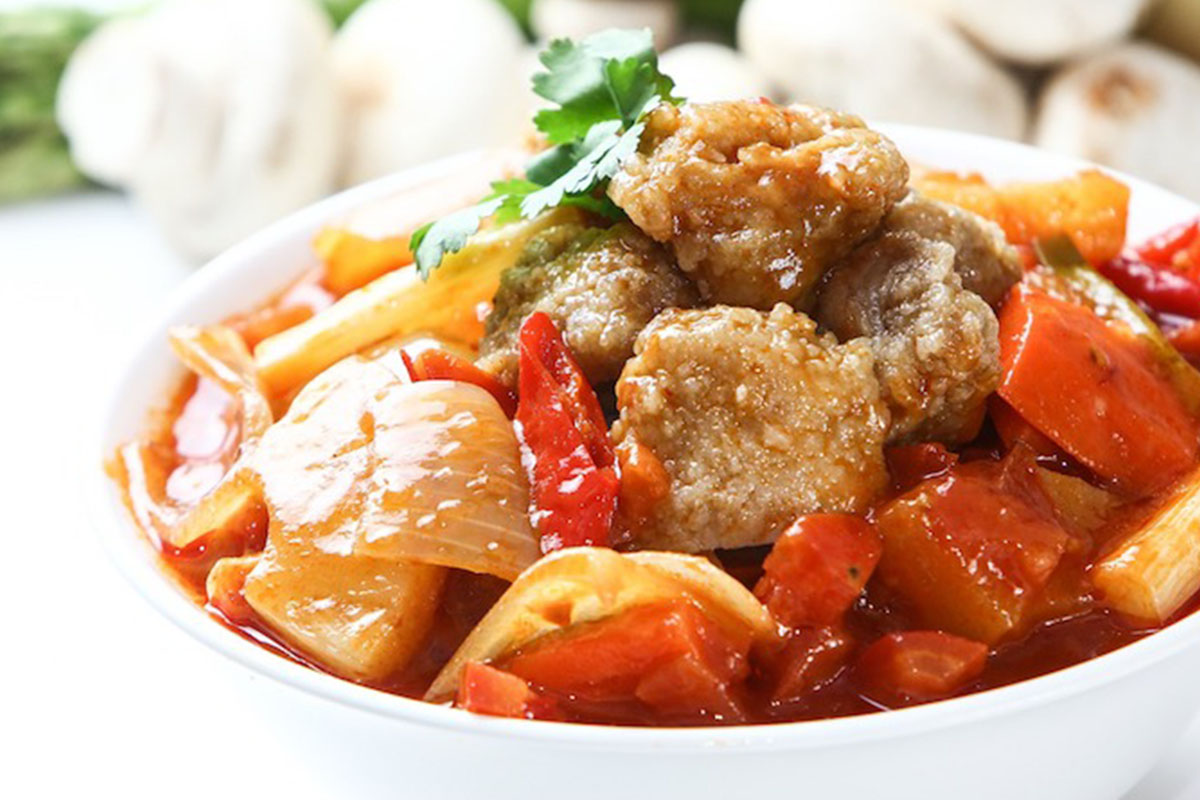 Sweet and sour fried meat with mixed veggies at Grandma's Dim Sum, a Chinese Restaurant in Flushing
