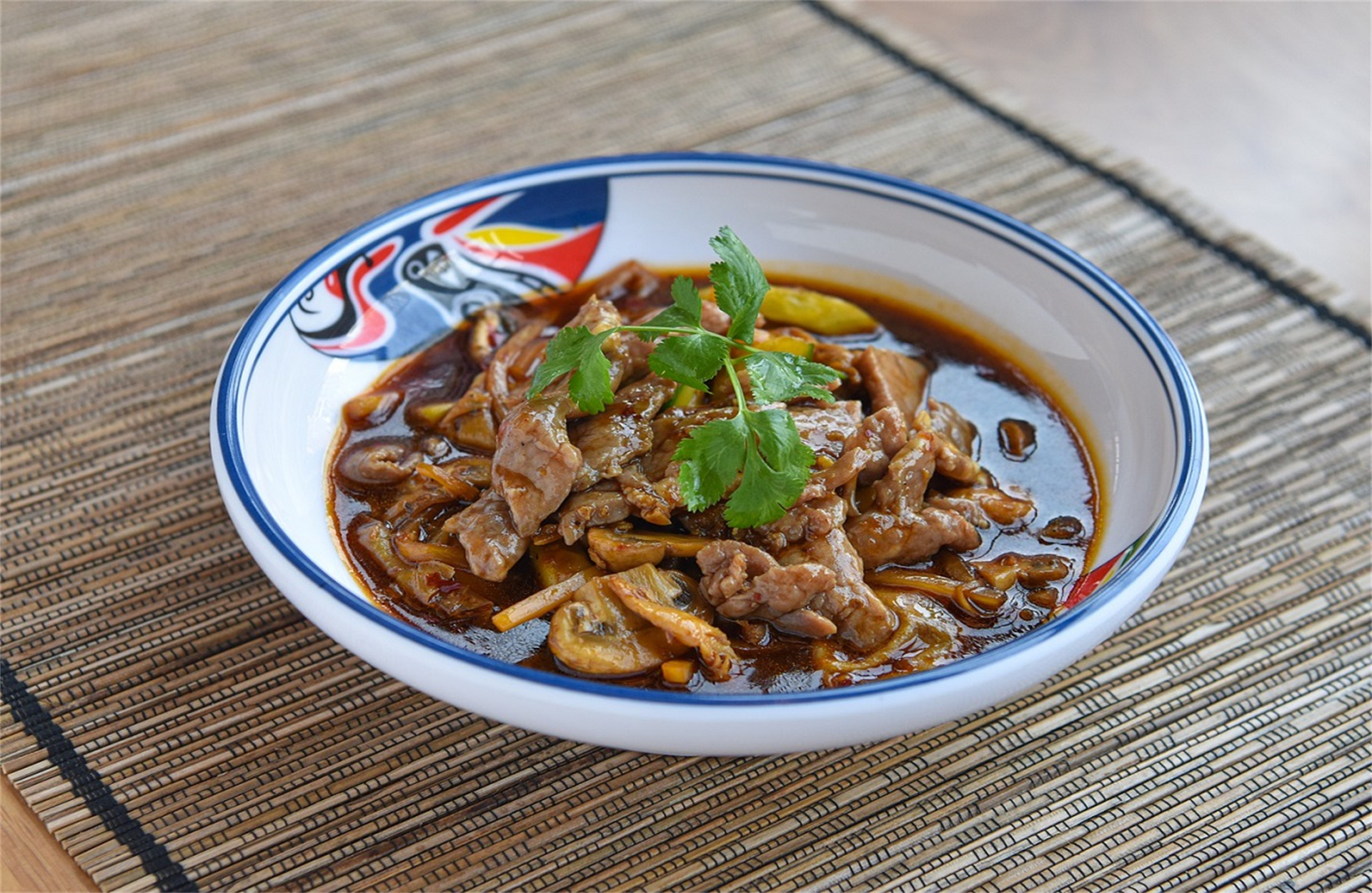 Great-Shanghai-Chinese-Restaurant-Szechuan-Beef-Morrisville Beef in spicy sauce with mushrooms and cilantro.