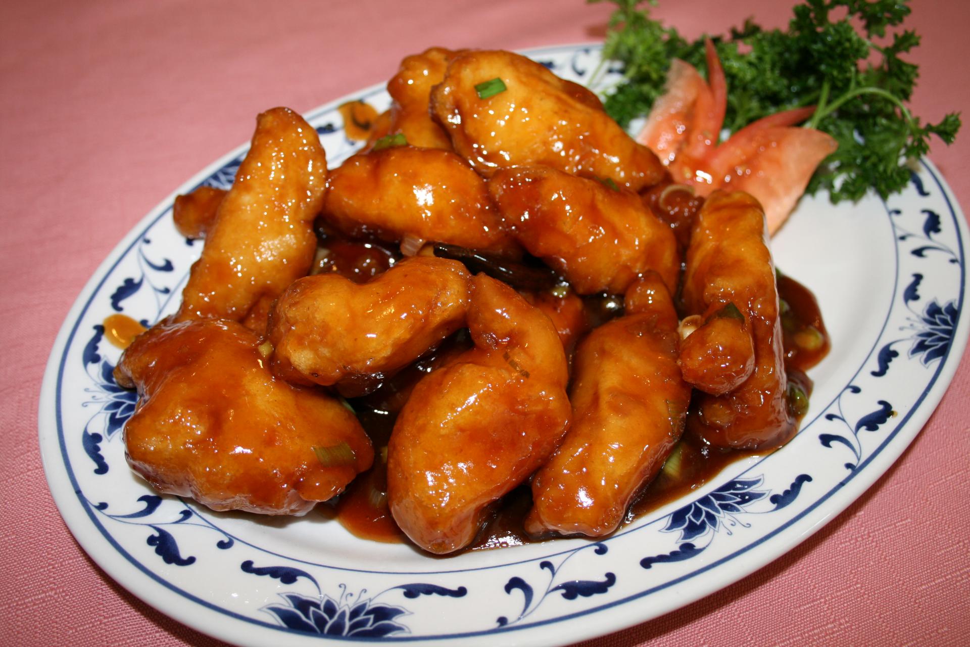 Crispy sweet and sour chicken pieces at Great Wall Restaurant, a Chinese Restaurant in Elkhart