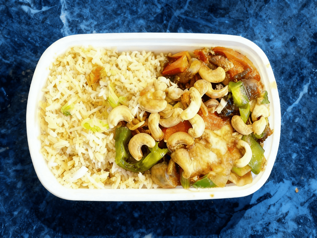 Chicken with cashew nuts and fried rice at Green China, a Chinese Restaurant in Germantown