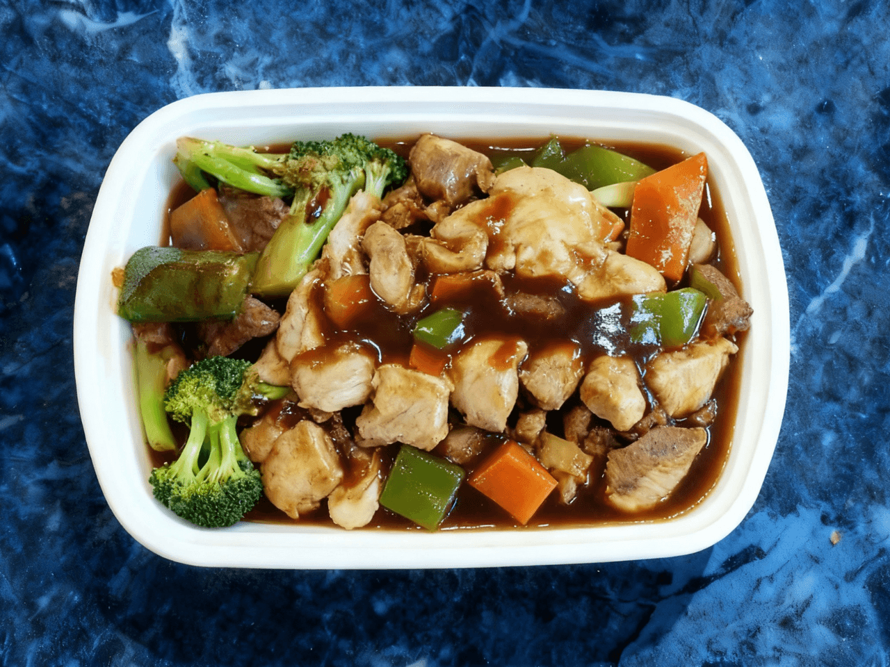 Triple delight with chicken, beef and shrimp at Green China, a Chinese Restaurant in Germantown