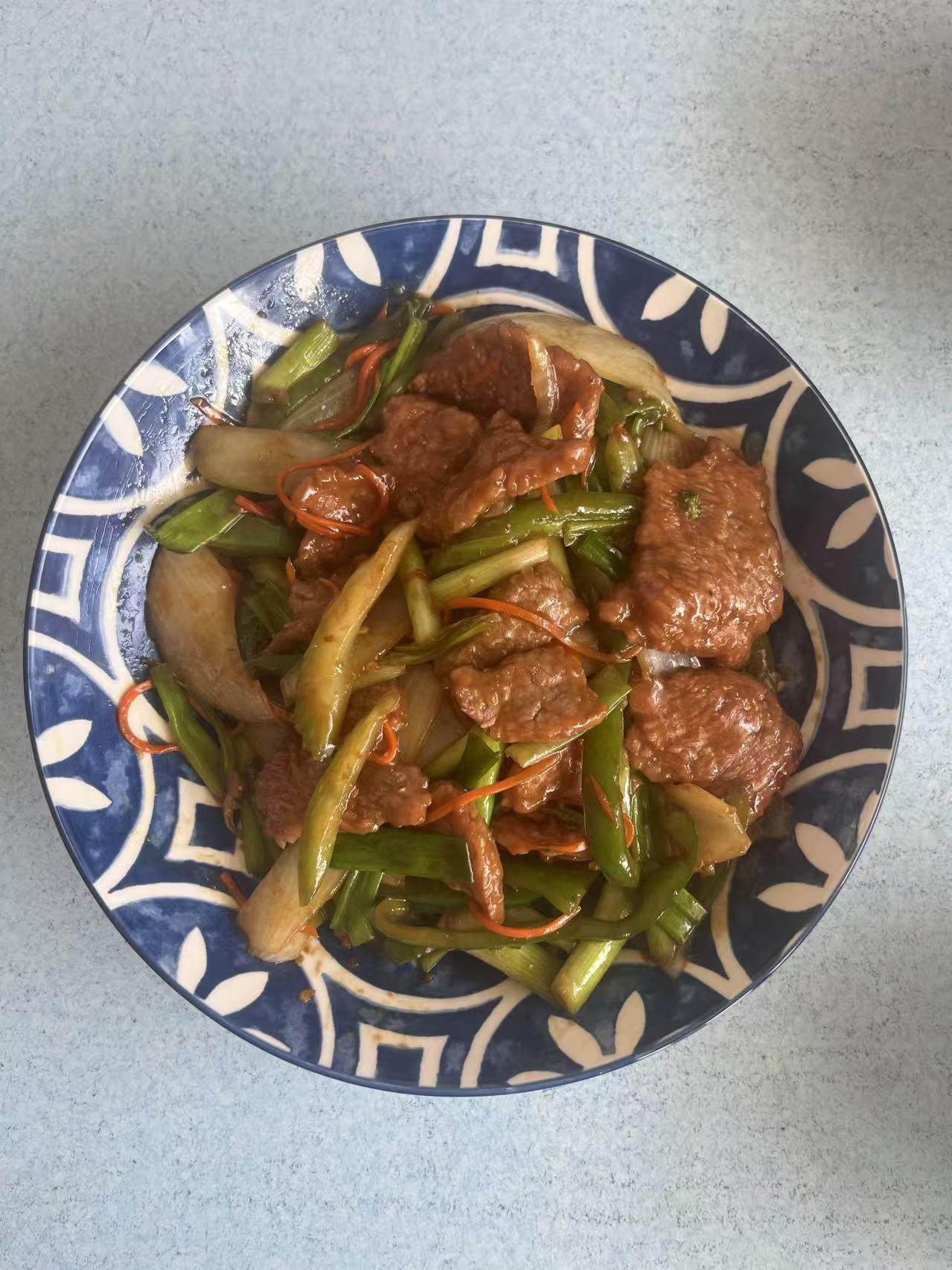 Beef stir-fried with scallions at Green Jade,a Chinese Restaurant in Depew.