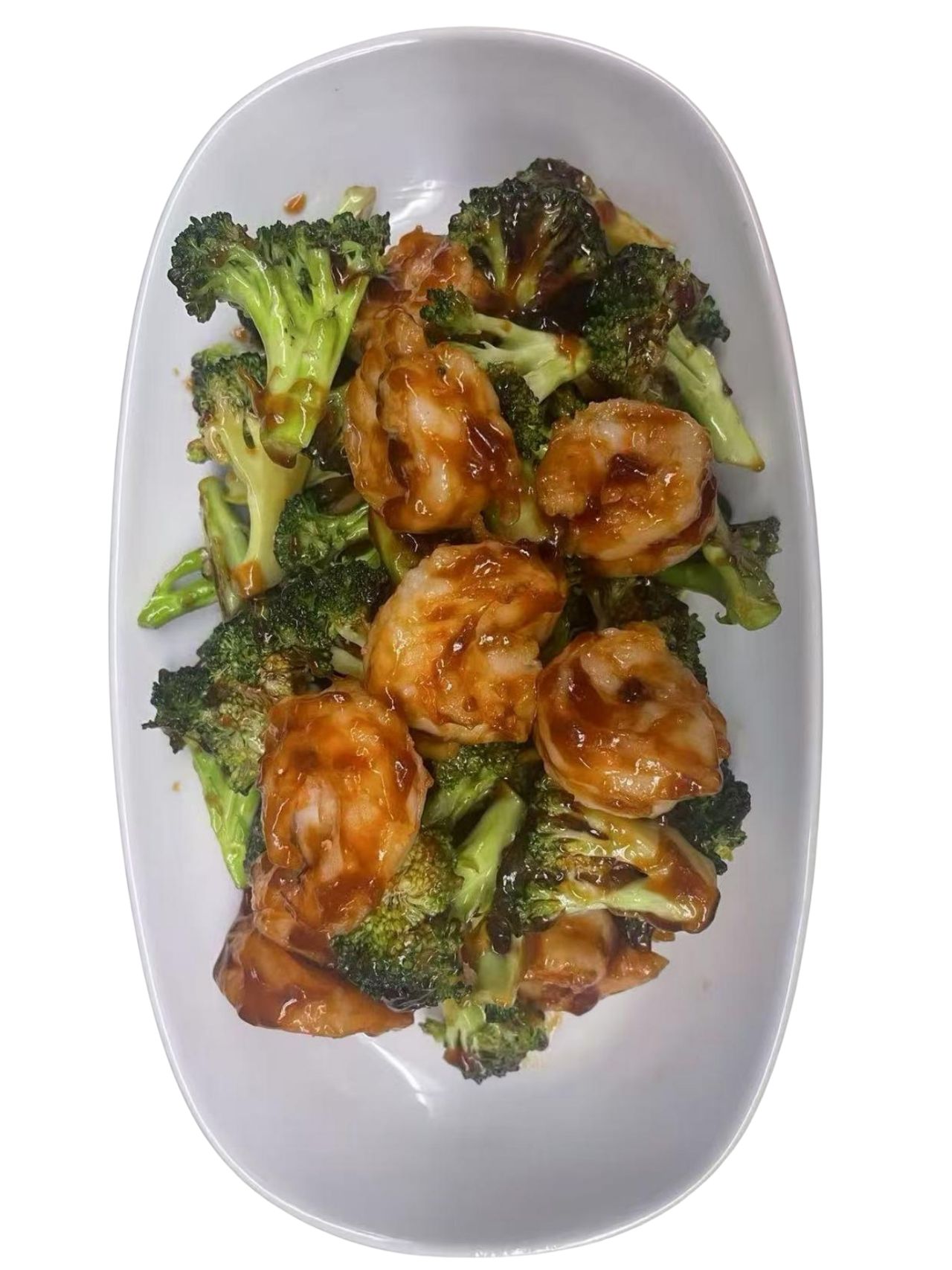 Juicy shrimp and broccoli in tasty sauce at Green Jade,a Chinese Restaurant in Depew.