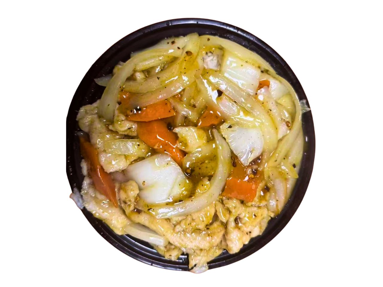 Green-Tea-Chinese-Restaurant-Chicken-and-Onion-Stir-Fry-Staten-Island Chicken stir - fried with onions and carrots at Green Tea, a Chinese Restaurant in Staten Island