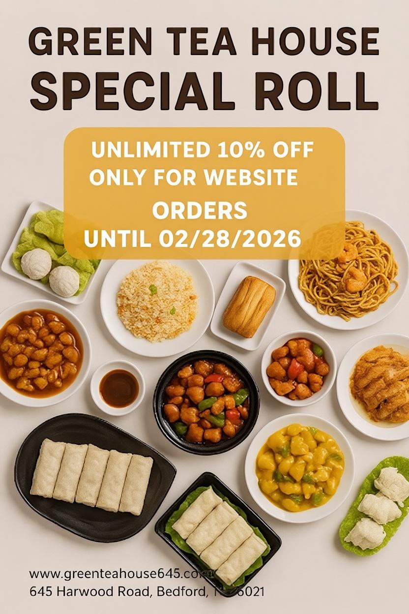 GREEN TEA HOUSE promo - 10% off online orders.