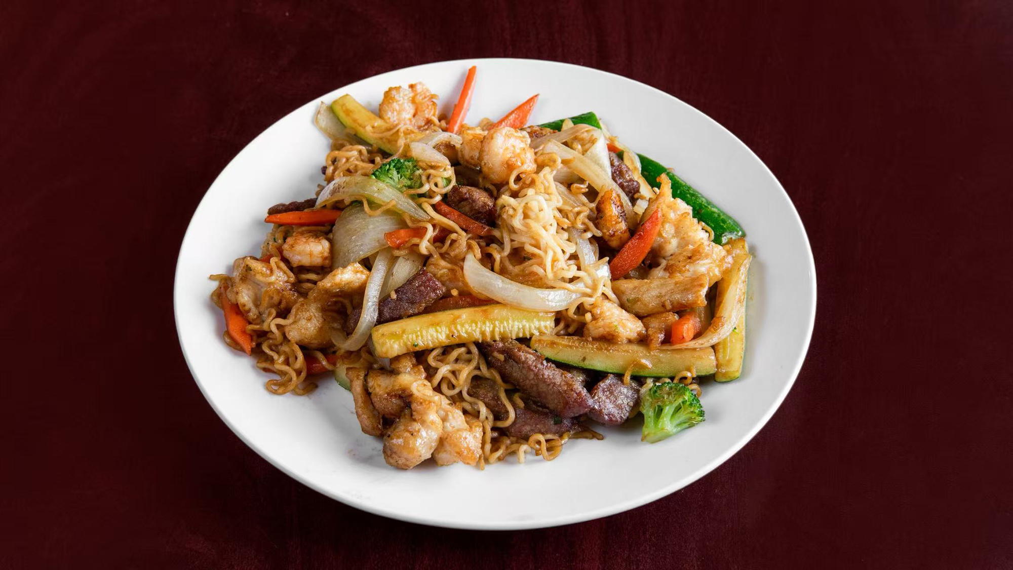 Stir-fried mixed vegetables and meat at Green Tea Sushi Bar，a Japanese Restaurant in Covington