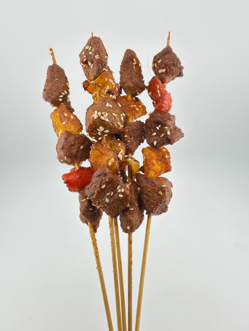 Beef skewer with peppers, seasoned well at Mei Mei Cafe, a Chinese Restaurant in Seattle