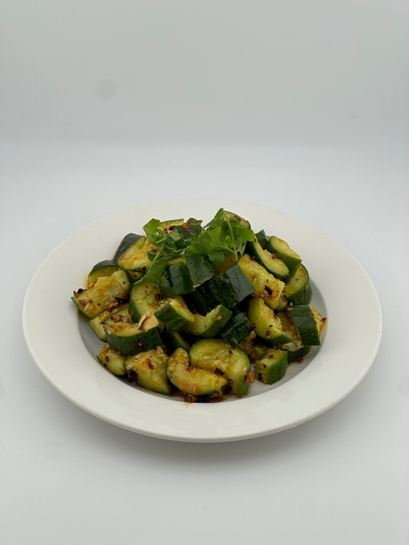 Spicy and refreshing cucumber salad at Mei Mei Cafe, a Chinese Restaurant in Seattle