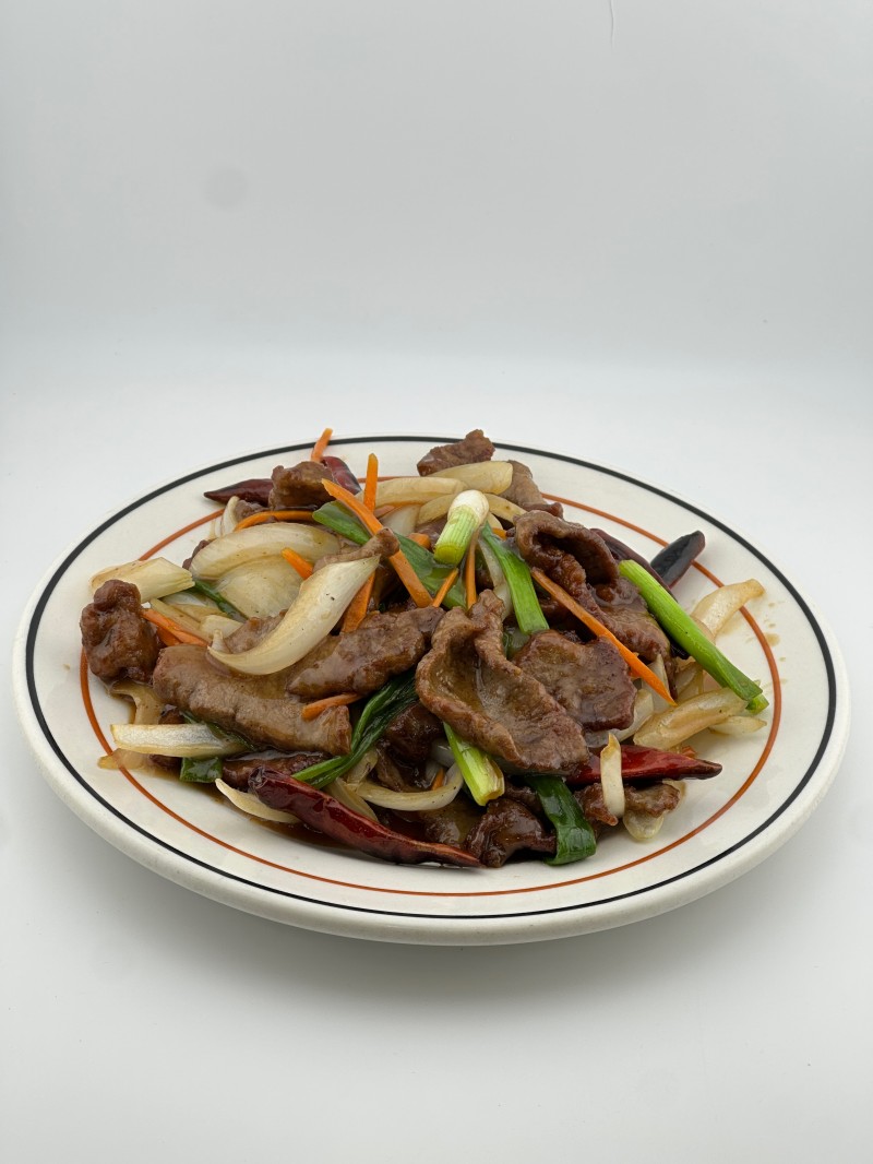 Tender Mongolian beef with veggies at Mei Mei Cafe, a Chinese Restaurant in Seattle
