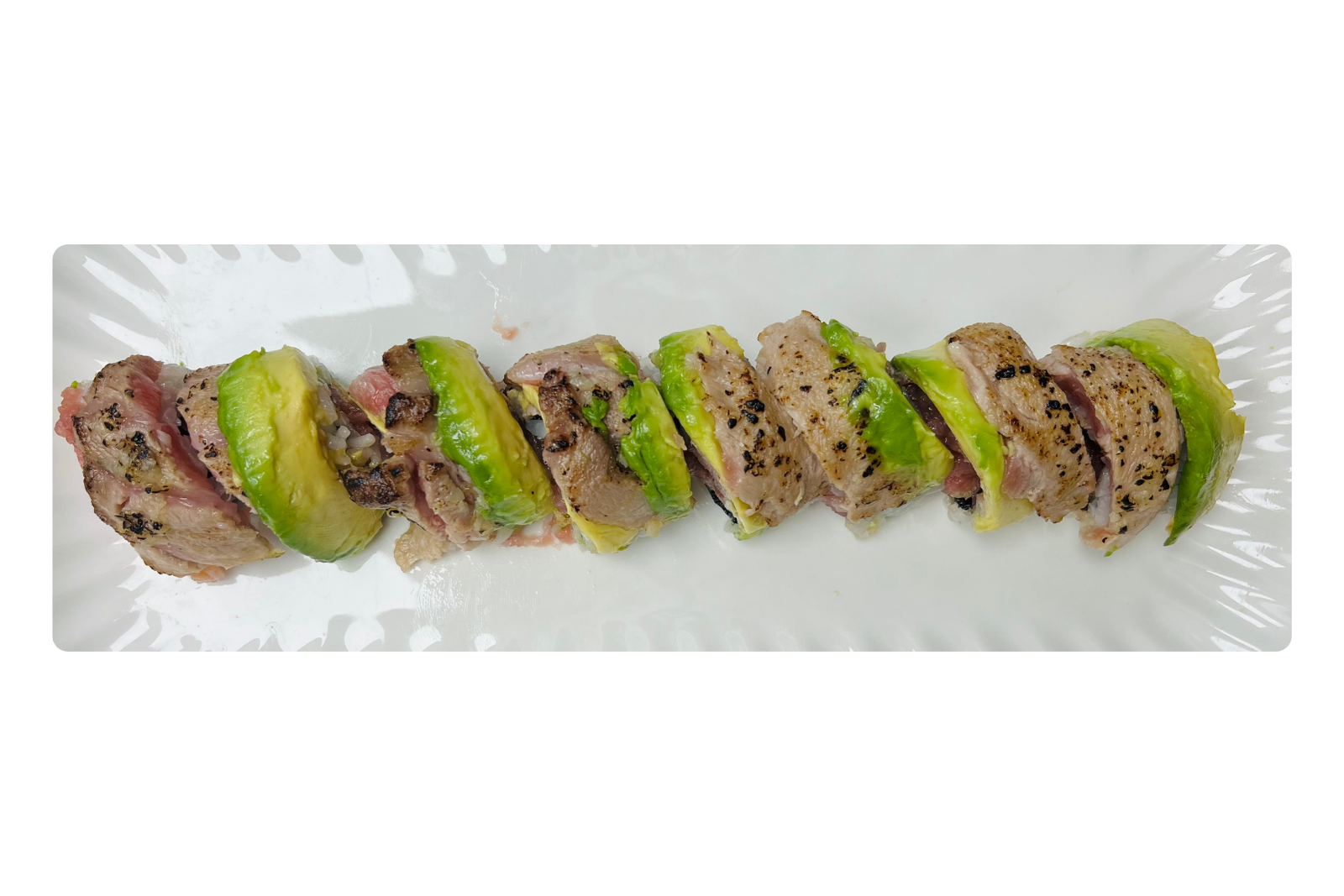 Seared tuna & avocado sushi roll at Hachikawa Sushi, a Japanese Restaurant in Flushing