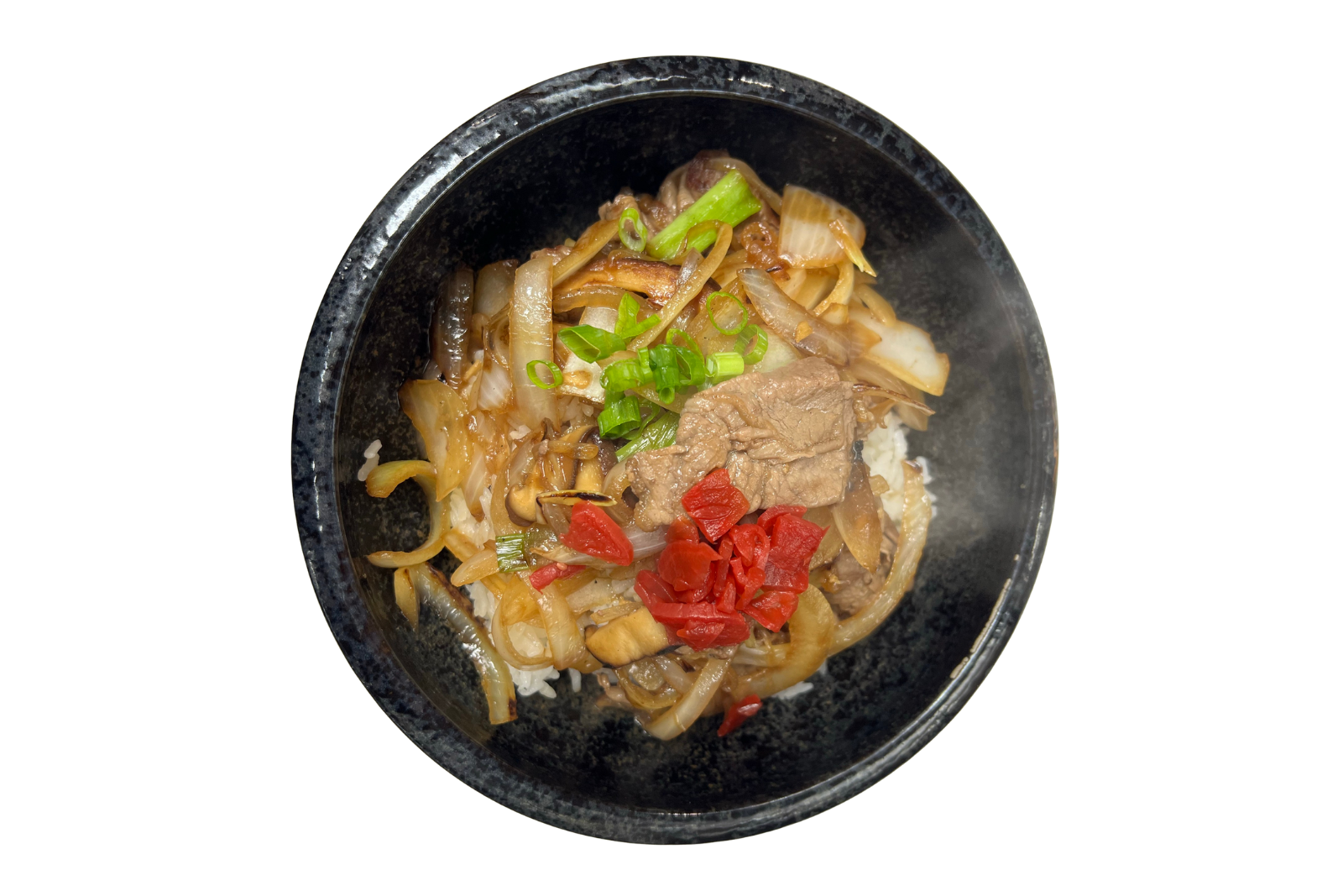 Beef & vegetable stir-fry over rice at Hachikawa Sushi, a Japanese Restaurant in Flushing