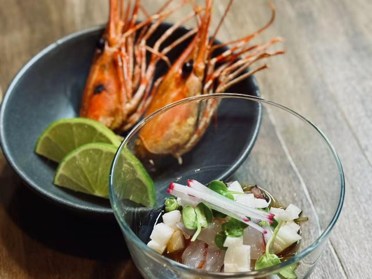 Amaebi with ceviche at Hakkai Nigiri Bar & Tapas, a Japanese Restaurant in San Carlo