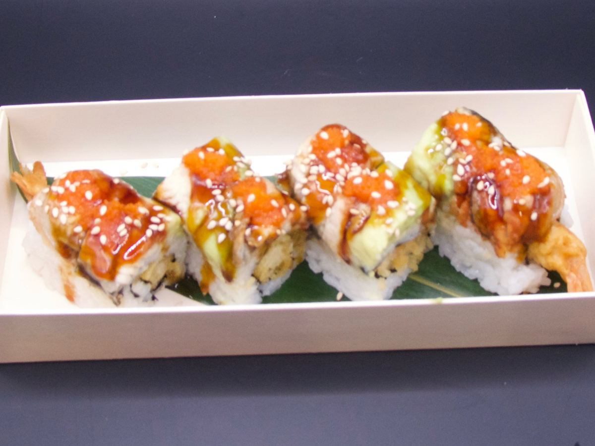 Dragon Roll at Hanabi Sushi & Boba，a Japanese Fusion Fast Casual Restaurant in San Francisco