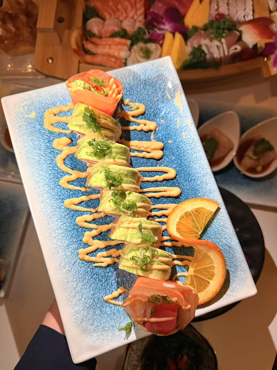 Rainbow Roll at Hanami Sushi，a Asian Restaurant in Austin