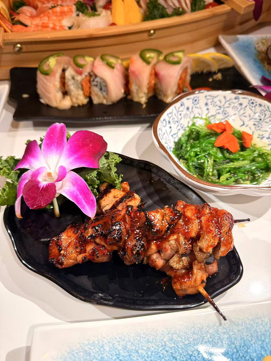 Chicken & Shrimp Yakitori at Hanami Sushi，a Asian Restaurant in Austin