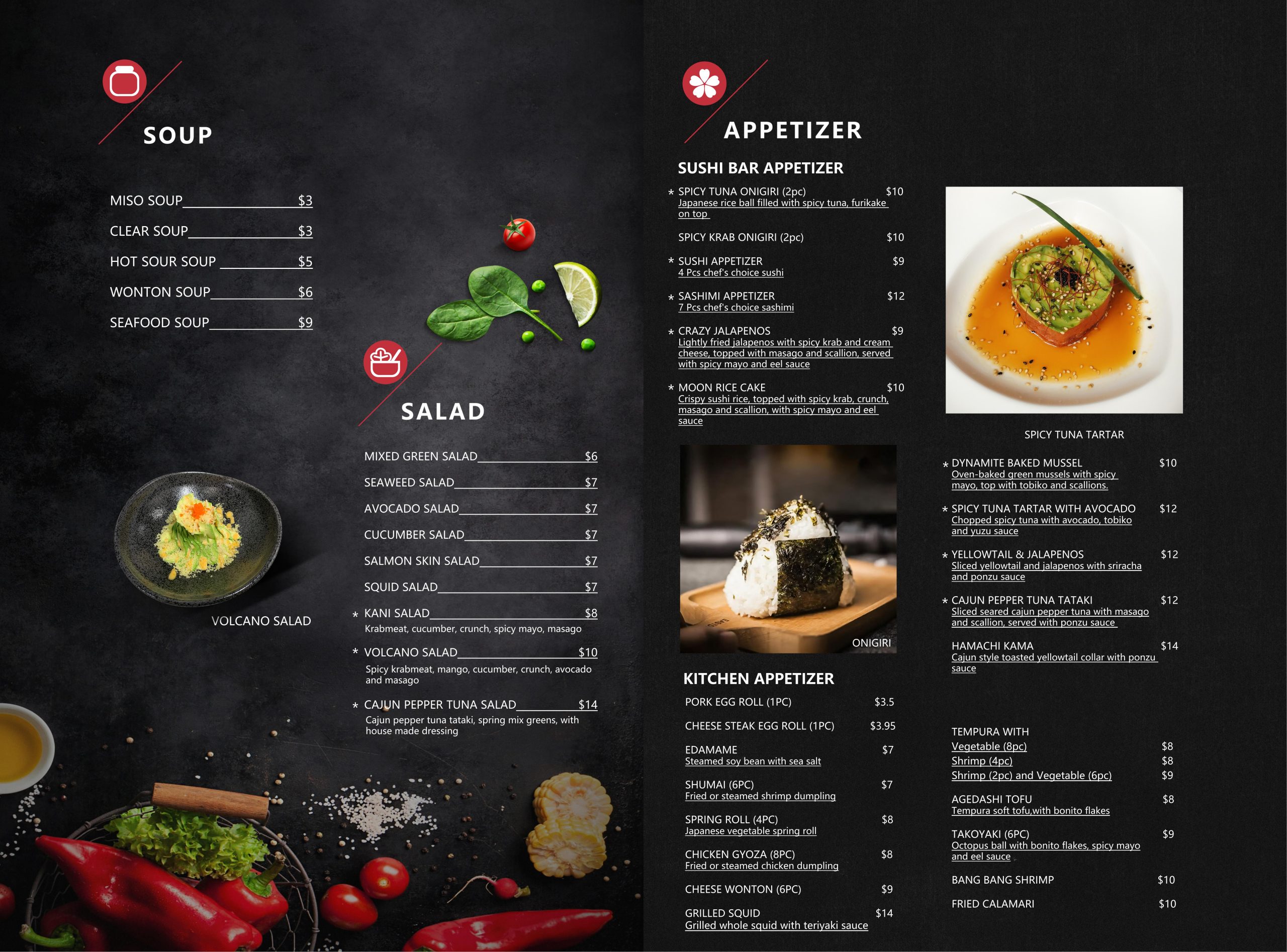 Restaurant menu 1, detailed description provided below