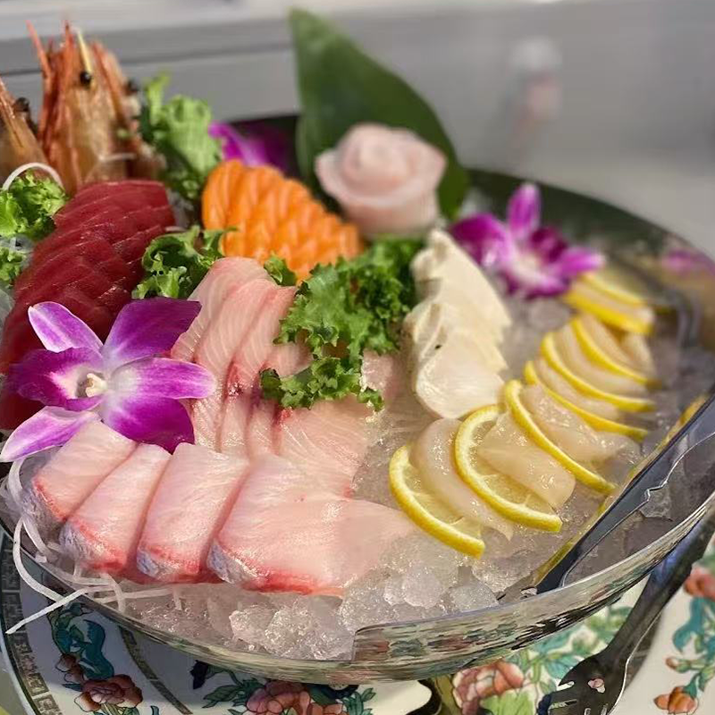 Fresh seafood sashimi served chilled on ice at Hana Sushi & Asian Cuisine, a Asian Restaurant in Maplewood