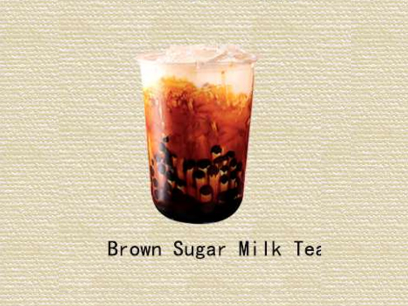 Creamy black sugar milk tea with chewy tapioca pearls at Hannie Bite, an Asian Restaurant in Philadelphia