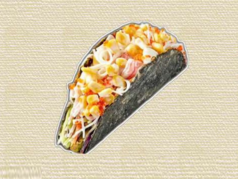 Fresh corn crab salad wrapped in crispy seaweed taco at Hannie Bite, an Asian Restaurant in Philadelphia