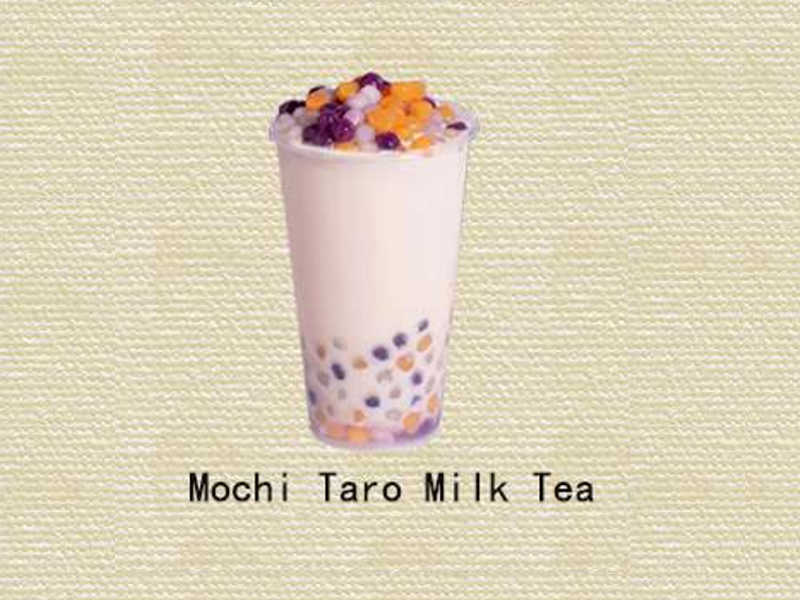 Creamy taro milk tea with chewy mochi and taro balls at Hannie Bite, an Asian Restaurant in Philadelphia