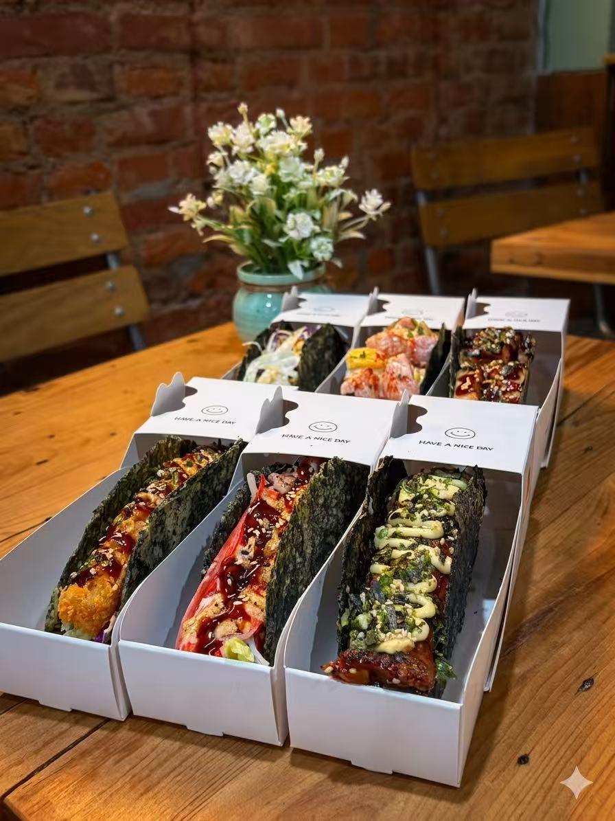 Assorted Sushi Tacos (Noritacos) at Hannie Bite, Asian Restaurant in Philadelphia