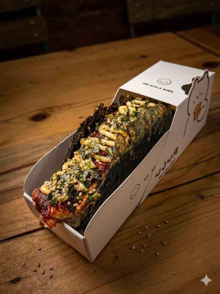 Grilled Unagi (Eel) Sushi Taco with Mayo at Hannie Bite, Asian Restaurant in Philadelphia