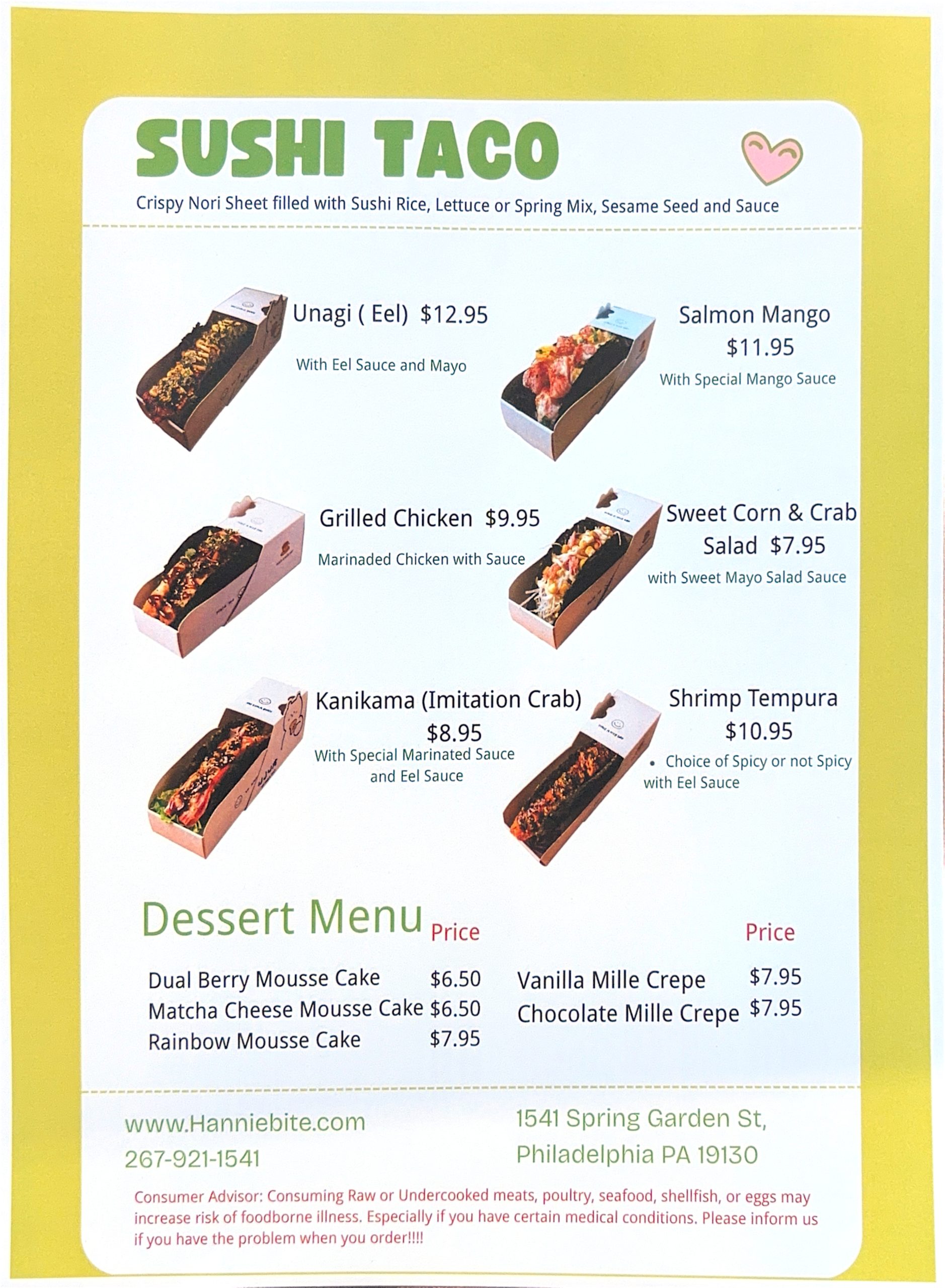 Restaurant menu 1, detailed description provided below