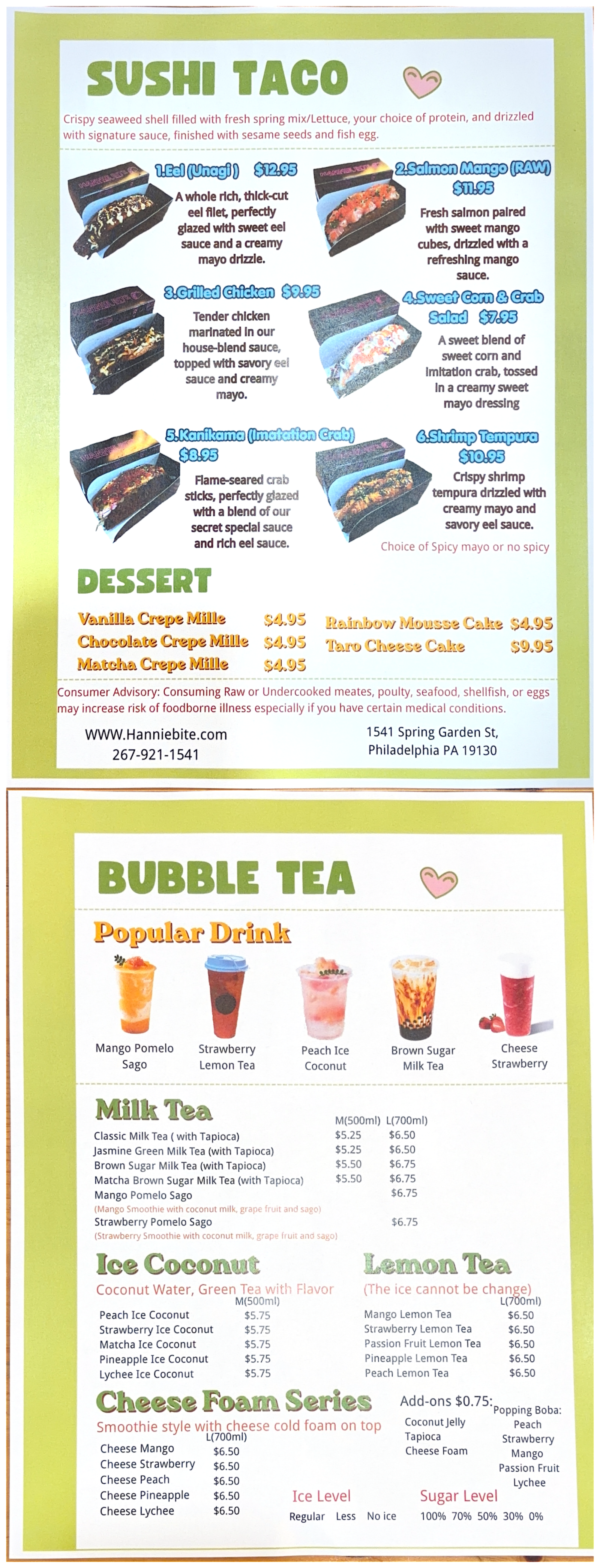 Restaurant menu 1, detailed description provided below