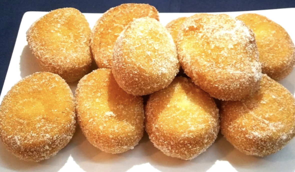 Golden fried balls coated with sugar, a sweet dessert at Happy China, a Chinese Restaurant in Martinez