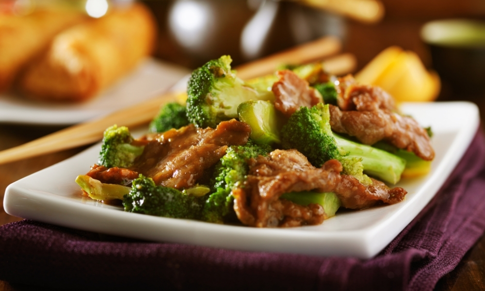 Beef stir-fry with tender broccoli pieces at Happy Garden Restaurant, a Chinese Restaurant in Mt Laurel Township