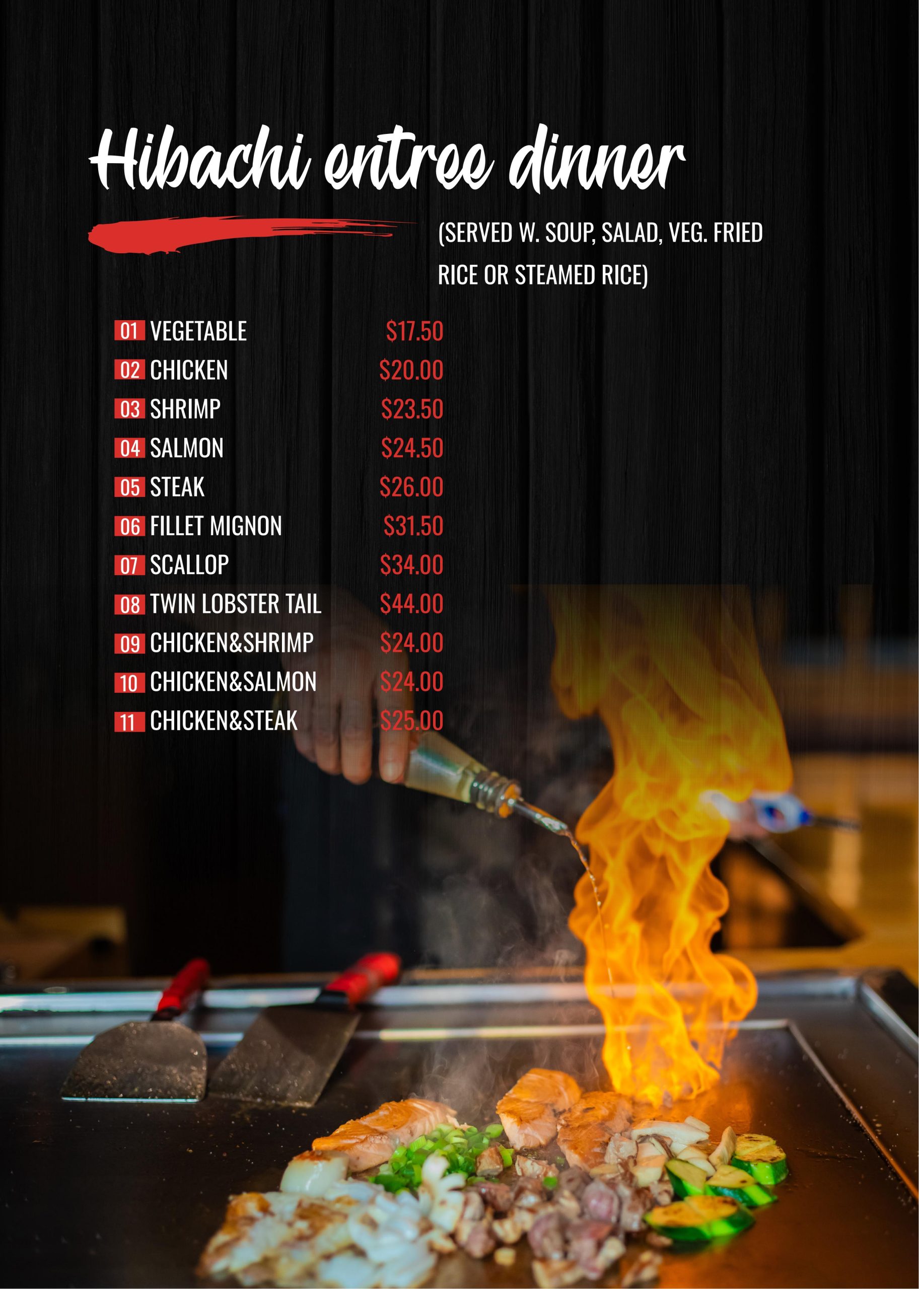 Restaurant menu 13, detailed description provided below