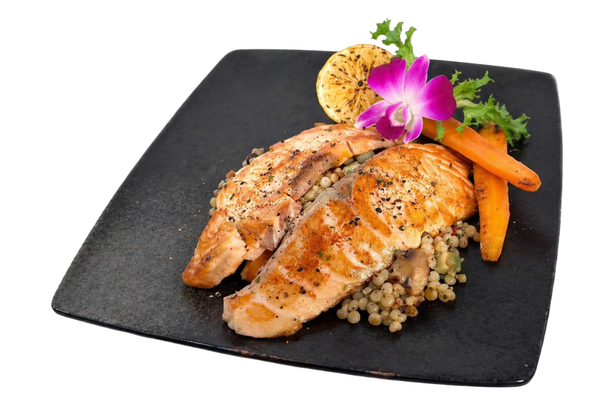 Pan-seared chicken breast with rice and veggies at Haru, a Japanese Restaurant in MIDDLETON