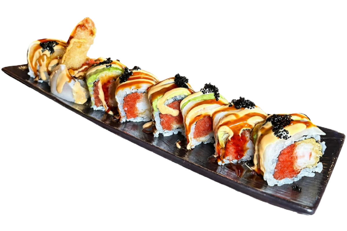 Shrimp roll topped with black caviar at Haru, a Japanese Restaurant in MIDDLETON