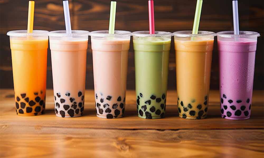 Variety of bubble teas with chewy tapioca pearls at Hau'oli Poke Burritos & Bowls, a Japanese Restaurant in Sherman