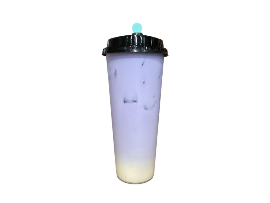 Milk tea with taro flavor and ice cubes at Billings Heights Hokkaido Ramen House, a Japanese restaurant in Billings