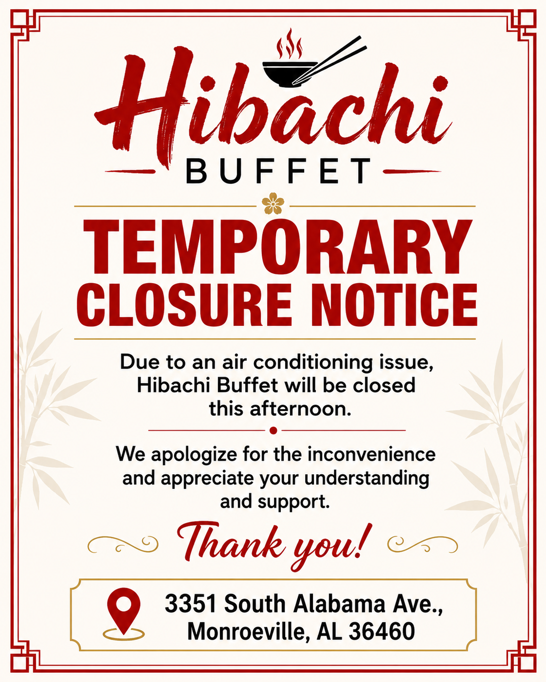 Restaurant Event Notice