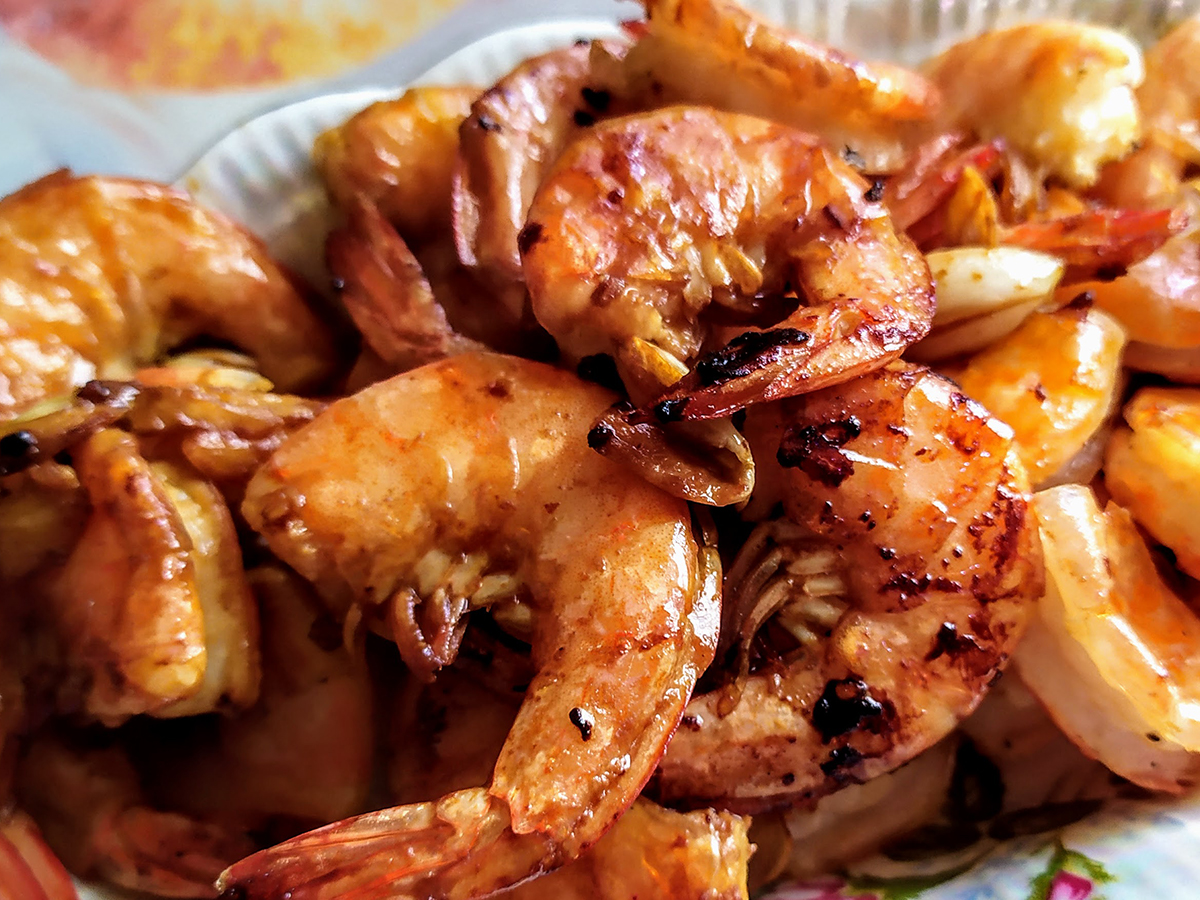 A plate of Hibachi Shrimp, with full shrimp meat and attractive color at Hibachi Express，a Japanese Restaurant in Queens