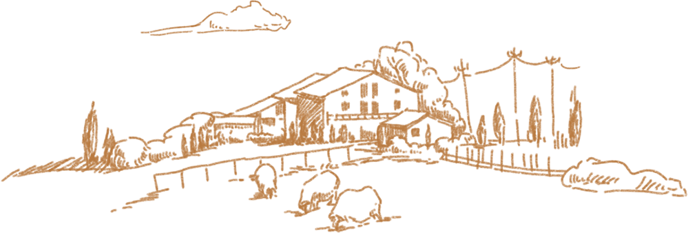 Rustic Farmhouse Sketch with Sheep at Hibachi of Sakura，a Japanese Restaurant in Ocala