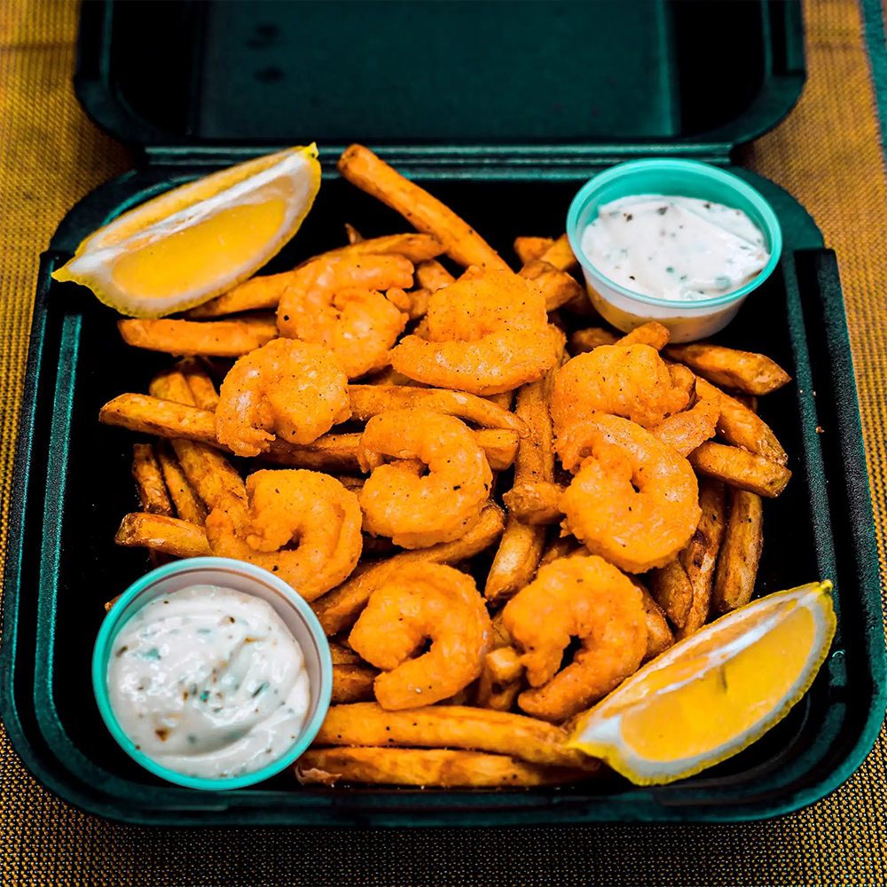 High-Eats-Halal-Restaurant-Shrimp&French-Fries-Columbus Shrimp and French fries at High Eats Halal Restaurant in Columbus