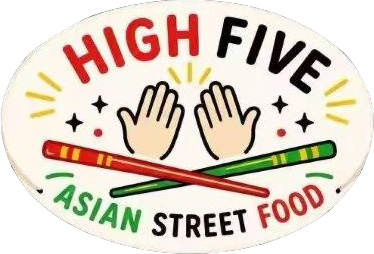 Colorful logo with high-five hands and crossed chopsticks, reading “High Five Asian Street Food” at High Five Asian Street Food, a Asian restaurant in Ormond Beach