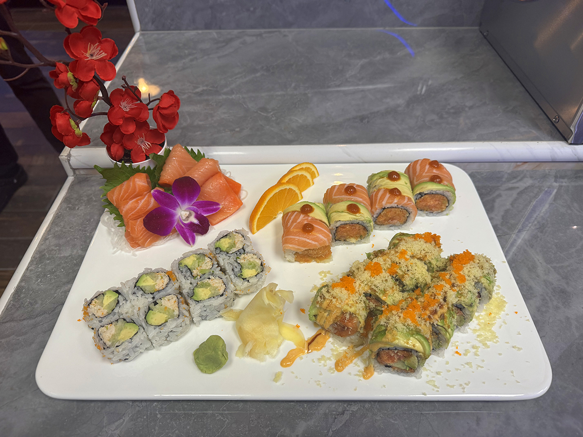 Assorted sushi platter with sashimi and specialty rolls at Hikari Sushi, a Japanese Restaurant in Jacksonville