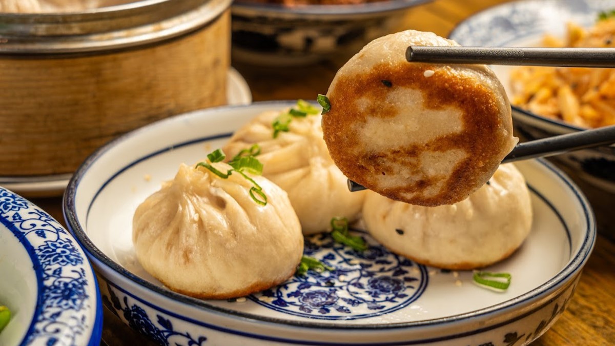 Pan-fried pork buns with scallions at Hi Sunny Restaurant Salad & Dimsum, a Chinese Restaurant in New York